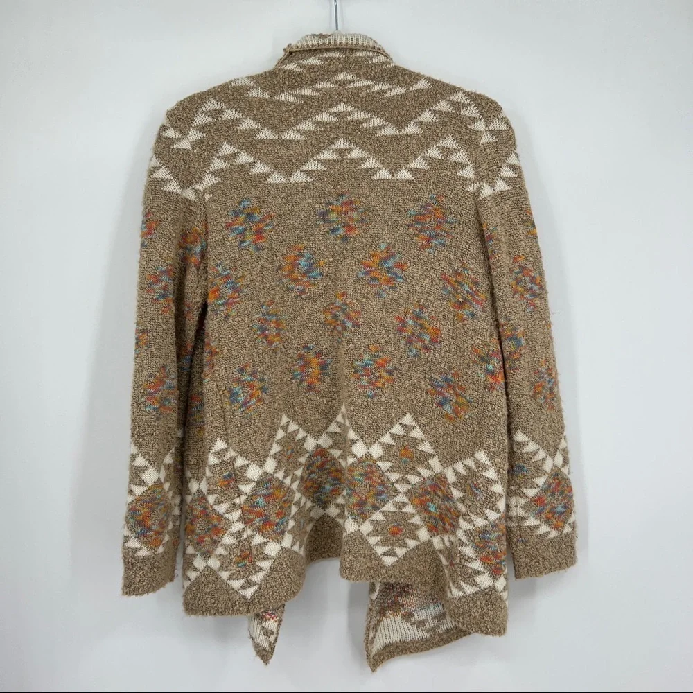 Love On a Hanger Multicolor Western Striped Open Front Beige Knit Sweater - Picture 7 of 11